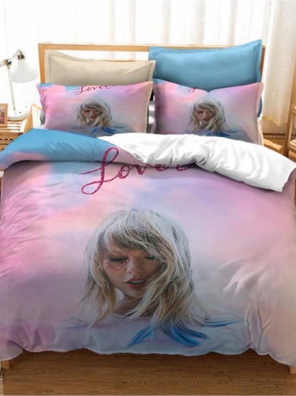 Taylor Swift Pink & Blue Gradient Duvet Full Bedding Set